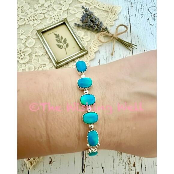 Ballon Opal Sterling Silver Adjustable Bracelet Size up to 7” - Picture 2 of 4